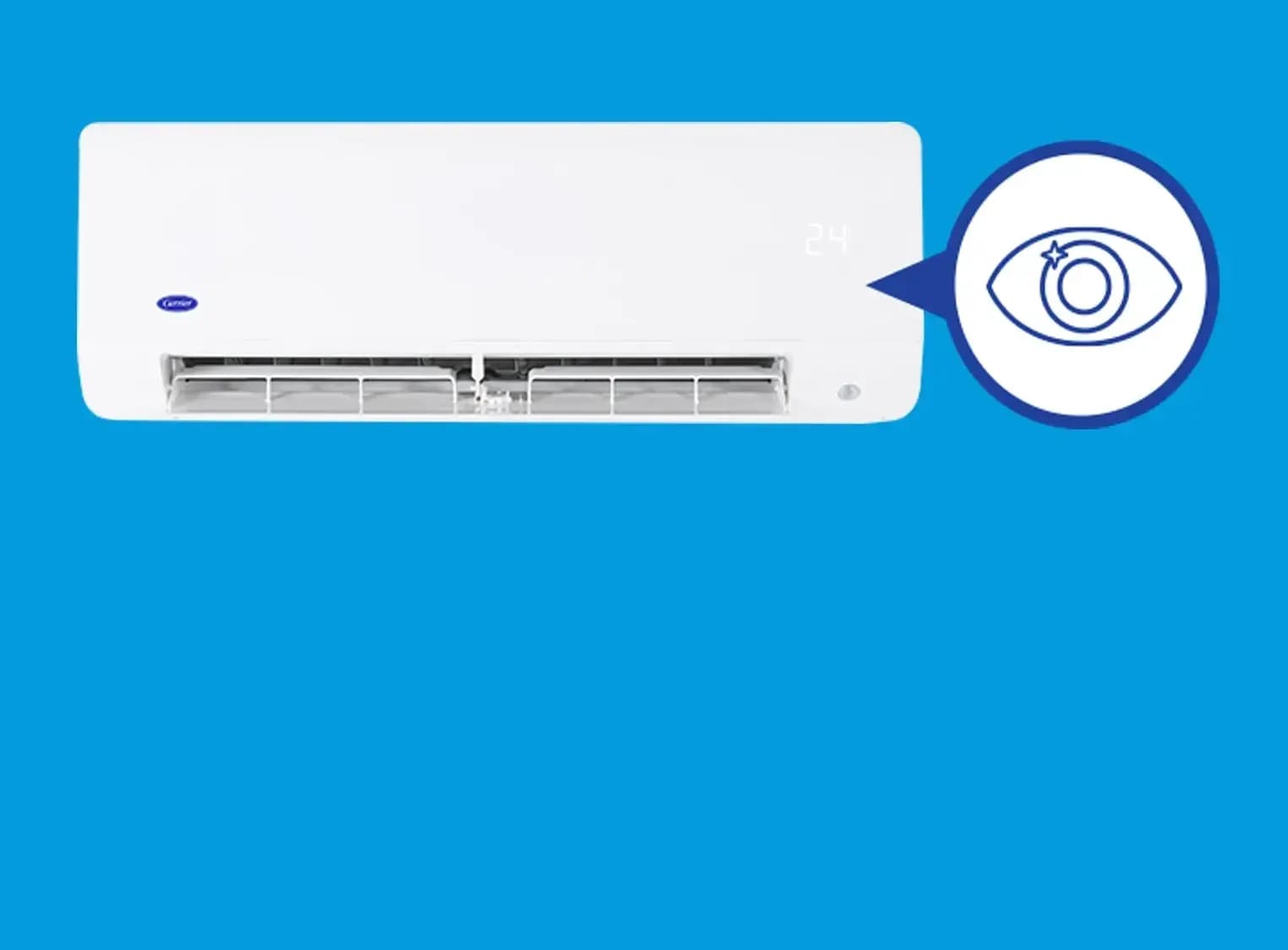 Intelligent eye sensor of carrier split type aircon that switches to eco mode when no person is detected in the room
