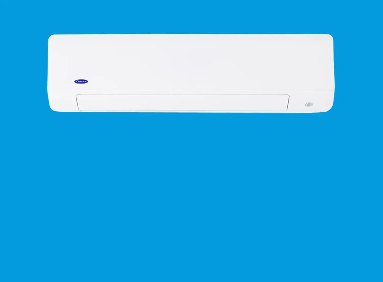 Front view of carrier aura inverter split type aircon equipped with full dc inverter technology for  lower electricity usage