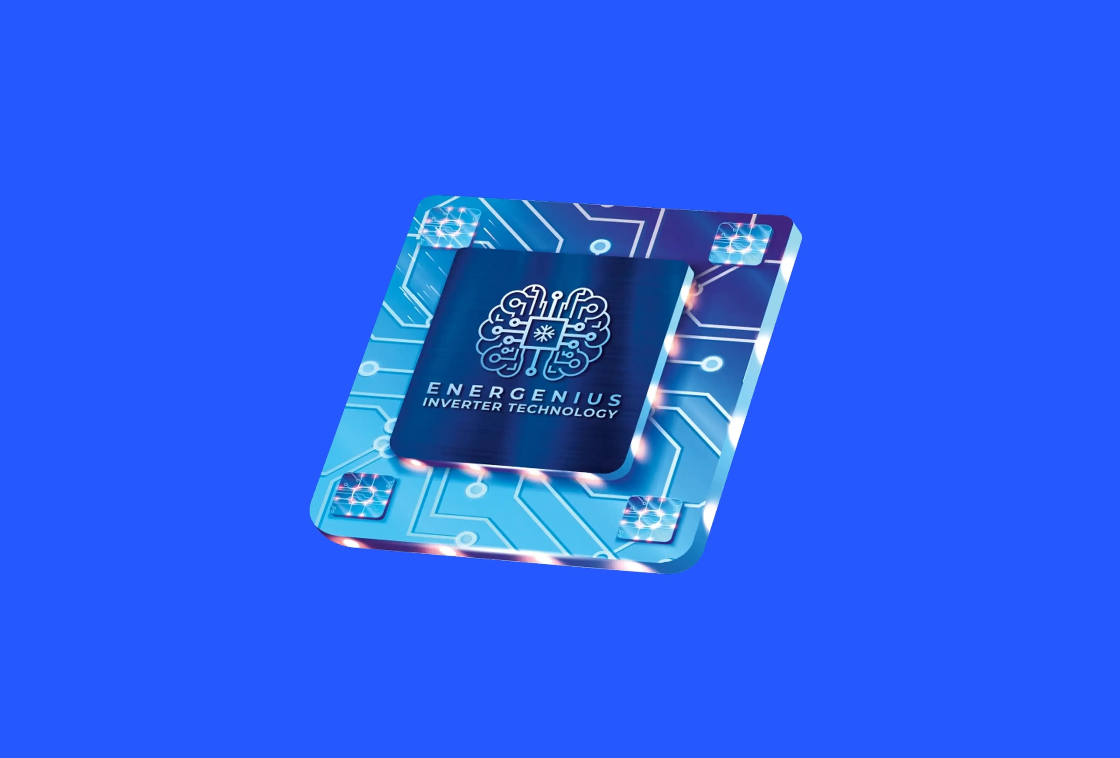Graphic of advanced inverter technology chip representing intelligent cooling performance and optimized energy usage