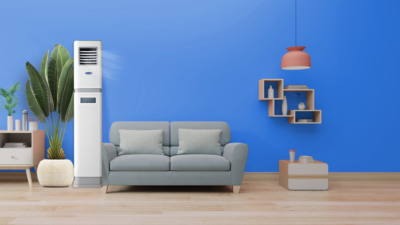 Carrier-floor-mounted-aircon-unit-inside-a-living-room