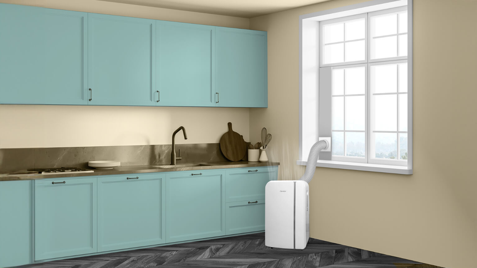 Carrier-portable-airconditioning-unit-inside-a-kitchen